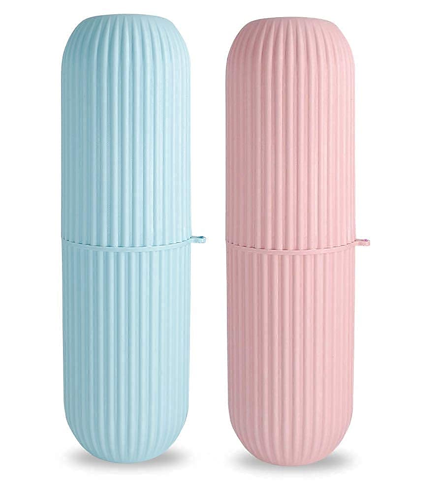 ECOSMOS Capsule Shape Travel Toothbrush Toothpaste Case Holder Portable Toothbrush Storage Plastic Toothbrush Holder (MultiCol