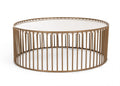 HomeRoots Modern Round White and Gold Faux Marble Coffee Table