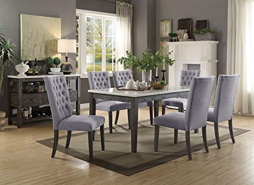 ACME FURNITURE Merel Dining Table - - White Marble & Gray Oak