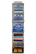 Shubhkraft Non Woven Foldable Hanging 4 Shelves Wardrobe/Clothes Storage Wardrobe Organiser For Almirah (Grey)