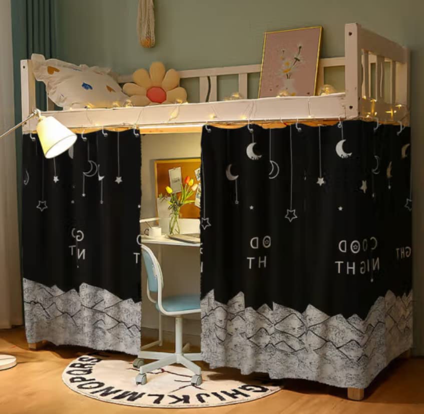 XGOPTS Bottom Bunk Bed Curtains Privacy Curtains Breathable Dustproof Single Bed Blackout Curtains Privacy Cloth Panels Underbed