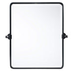 20 x 24  Farmhouse Black Metal Framed Pivot Rectangle Bathroom Mirror Rounded Rectangluar Tilting Beveled Vanity Mirrors for Wal