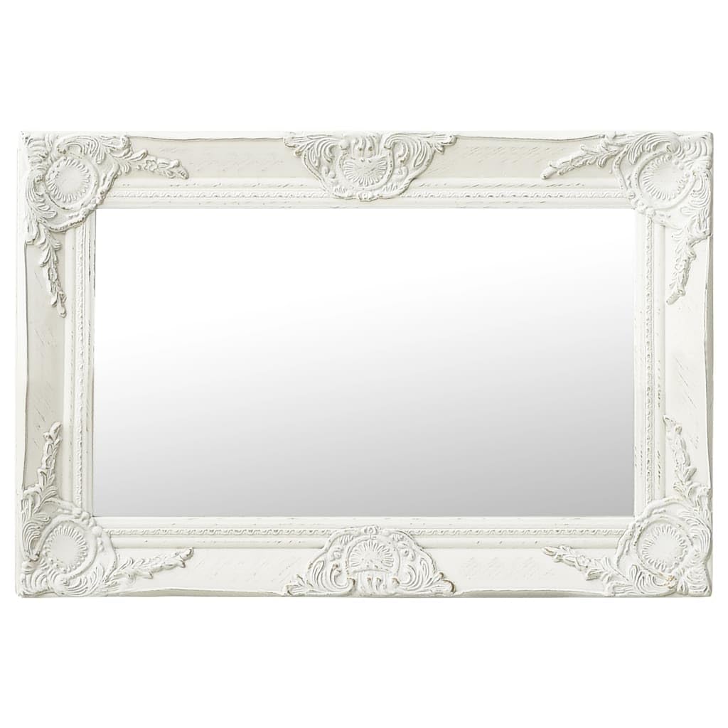 vidaXL Wall Mirror Baroque Style Handing Mirror Bathroom Bedroom Garderobe Wardrobe Home Decor Antique Retro Vintage Style 23.6&quot;x15.7&quot; White