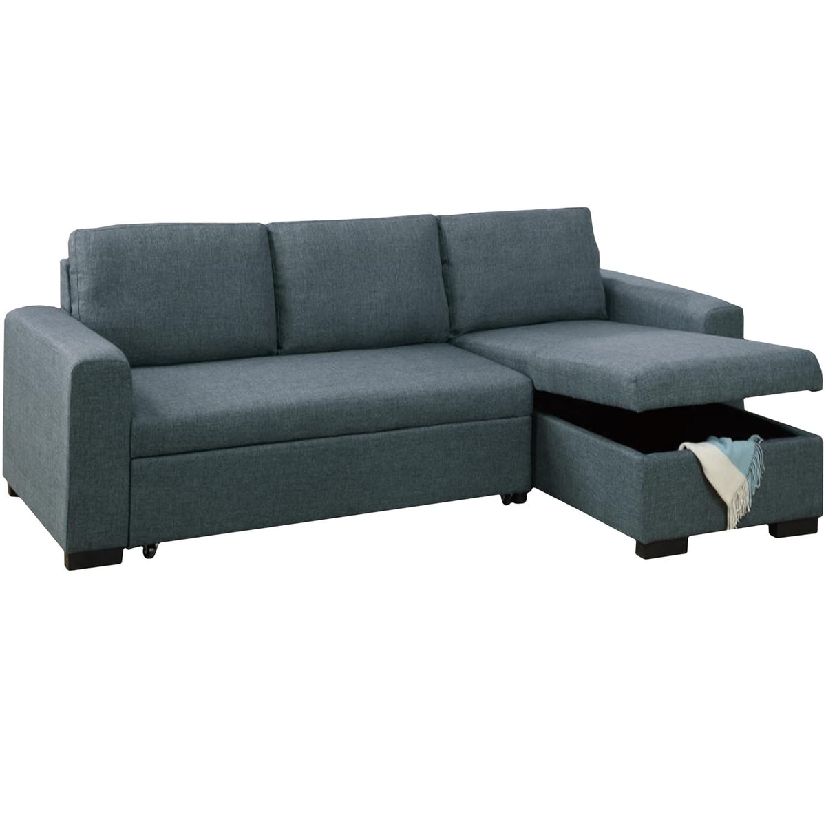 Benzara Wooden Sectional Sofa Grey