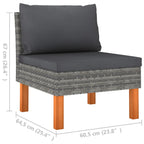 vidaXL Outdoor Middle Sofas Set - Lightweight, Modular Design with Comfy Cushions - Gray Poly Rattan and Eucalyptus Wood