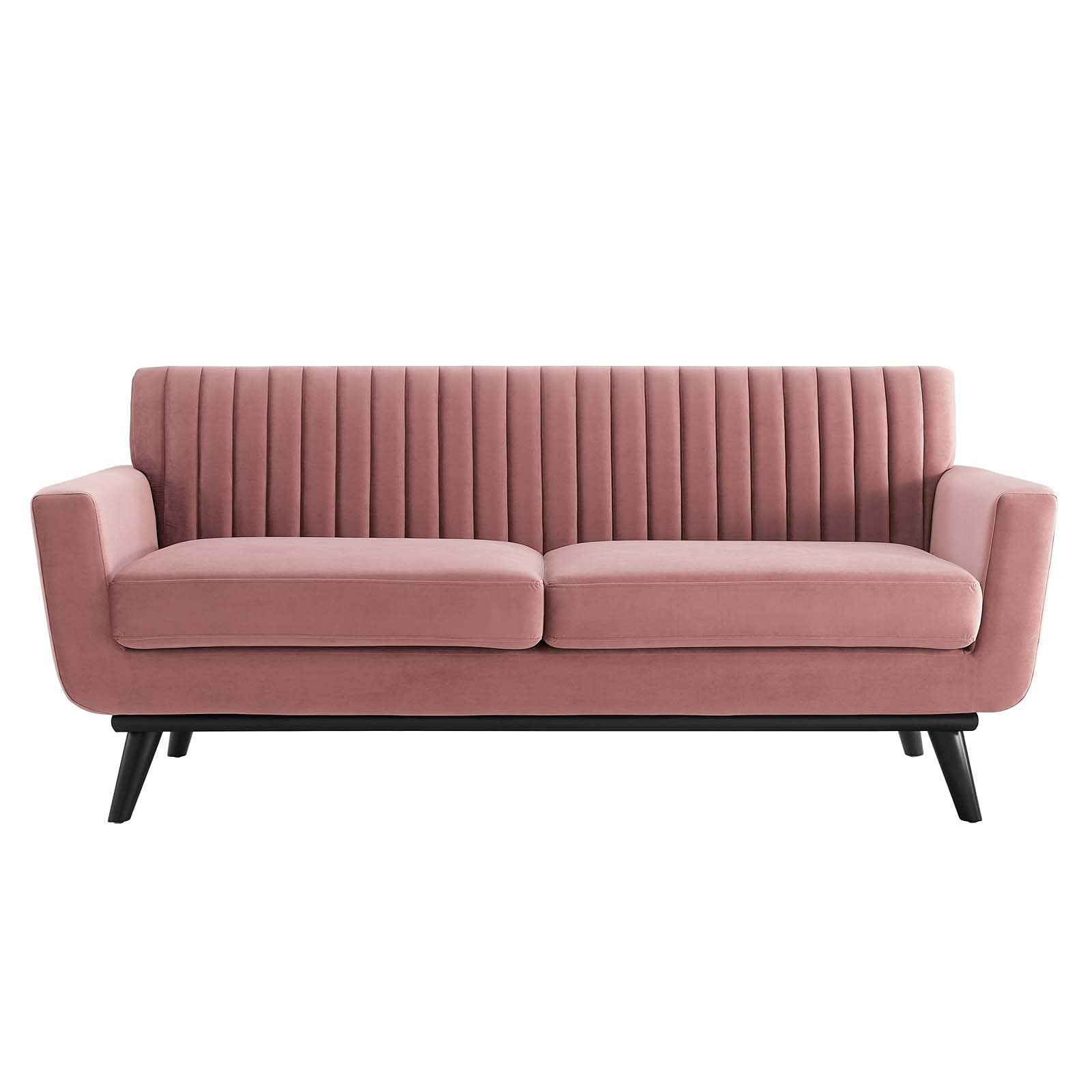 Modway Engage Channel Tufted Performance Velvet Loveseat in Dusty Rose