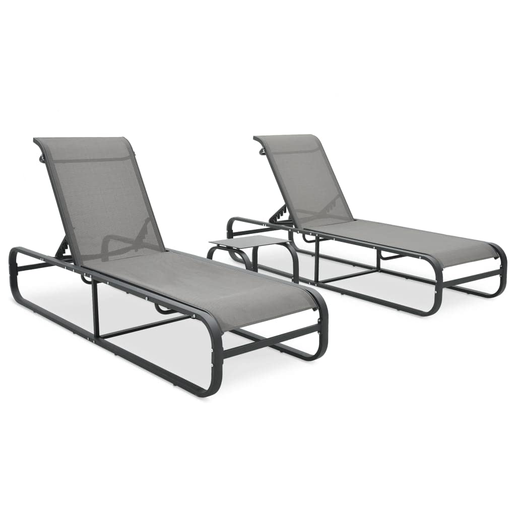 Vidaxl Sun Loungers 2 Pcs With Table Textilene And Aluminum