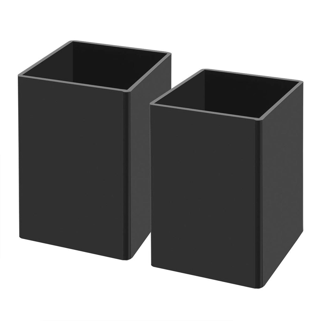 Niubee Black Acrylic Pen Holder 4 Pack, Desktop Pencil Cup Stationery Organizer For Office Desk Accessory