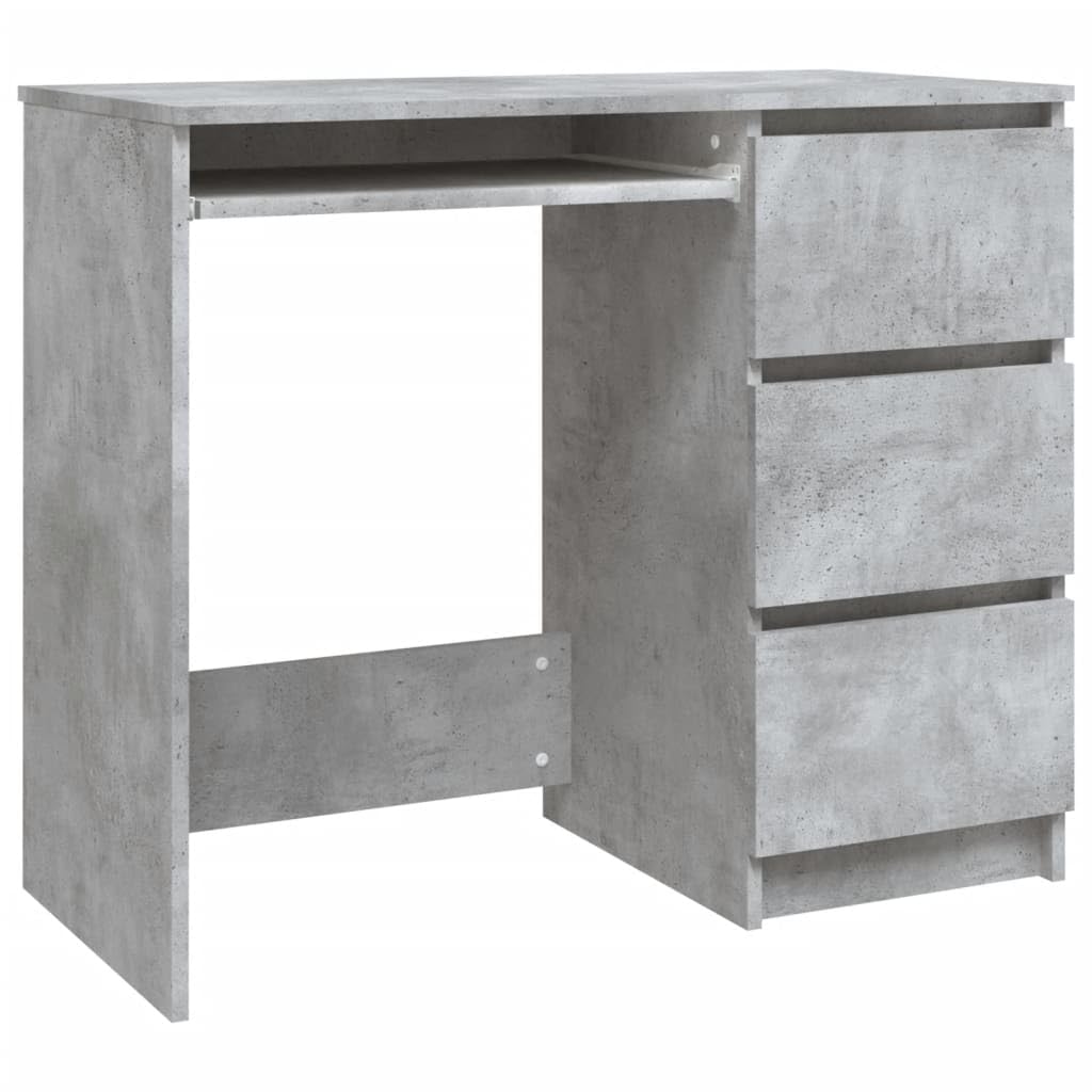 vidaXL Engineered Wood Desk - Compact Design with Storage Drawers, Easy to Assemble, Concrete Gray, Scandinavian Style, Suitable for Any Room - 35.4&quot;x17.7&quot;x29.9&quot;