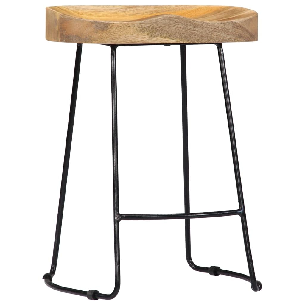vidaXL Gavin Bar Stools in Vintage Industrial Design, Handmade Furniture, 2 Pieces, Solid Mango Wood and Powder-Coated Iron, Brown and Black