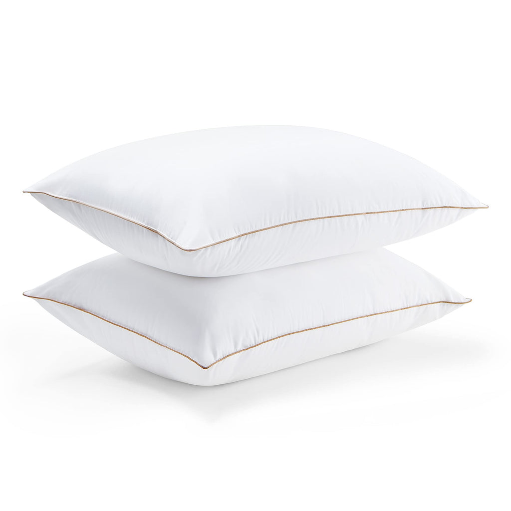 Puredown® Goose Feathers And Down Alternative Pillows, Premium Medium To Firm Bed Pillows For Sleeping, Luxury Pillows With Downproof Cover, 2 Pack, Standard Size, 20X26 Inches