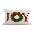Aofanggo Christmas Pillow Cover 12X20 Inch Holiday Decorations Joy Wreath Bow Throw Pillow Farmhouse Rustic Cushion Cover For Be
