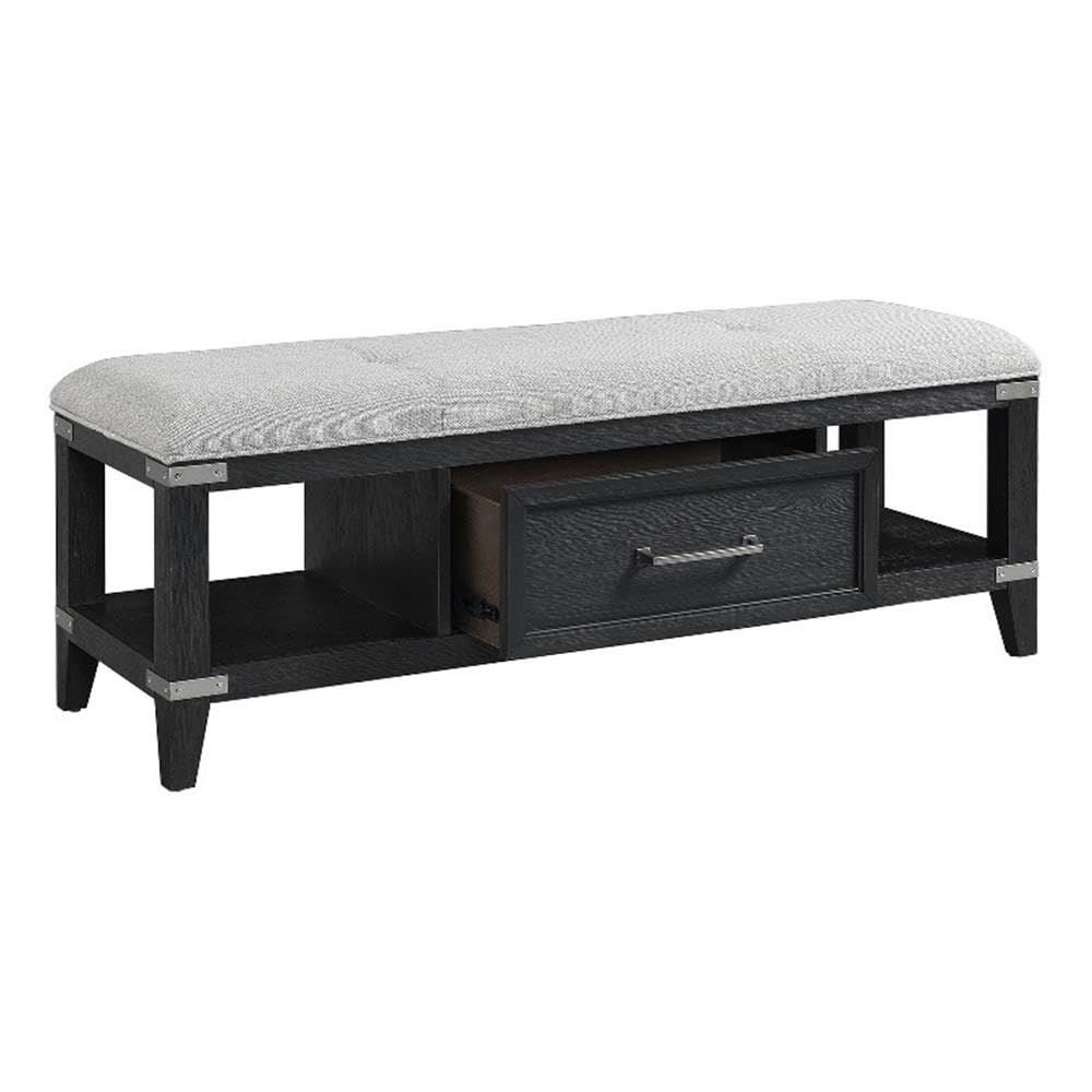 Intercon Laguna Bedroom 52&quot; Wide Bench with Drawer, Weathered Steel