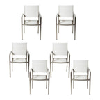 Pangea Home David Aluminum Patio Dining Char in Gray/White (Set of 6)