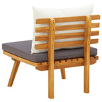 vidaXL Solid Acacia Wood Patio Chair with Cushions - Classic Outdoor Furniture for Garden, Deck, Lawn - Easy Assembly, Light Wood Finish, Dark Gray and White Cushions