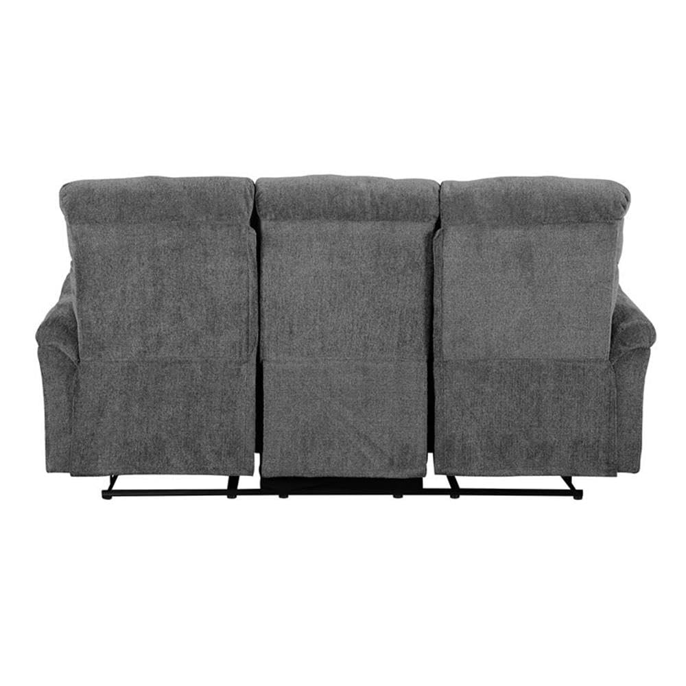 Acme Treyton Tufted Motion Reclining Sofa in Gray Chenille