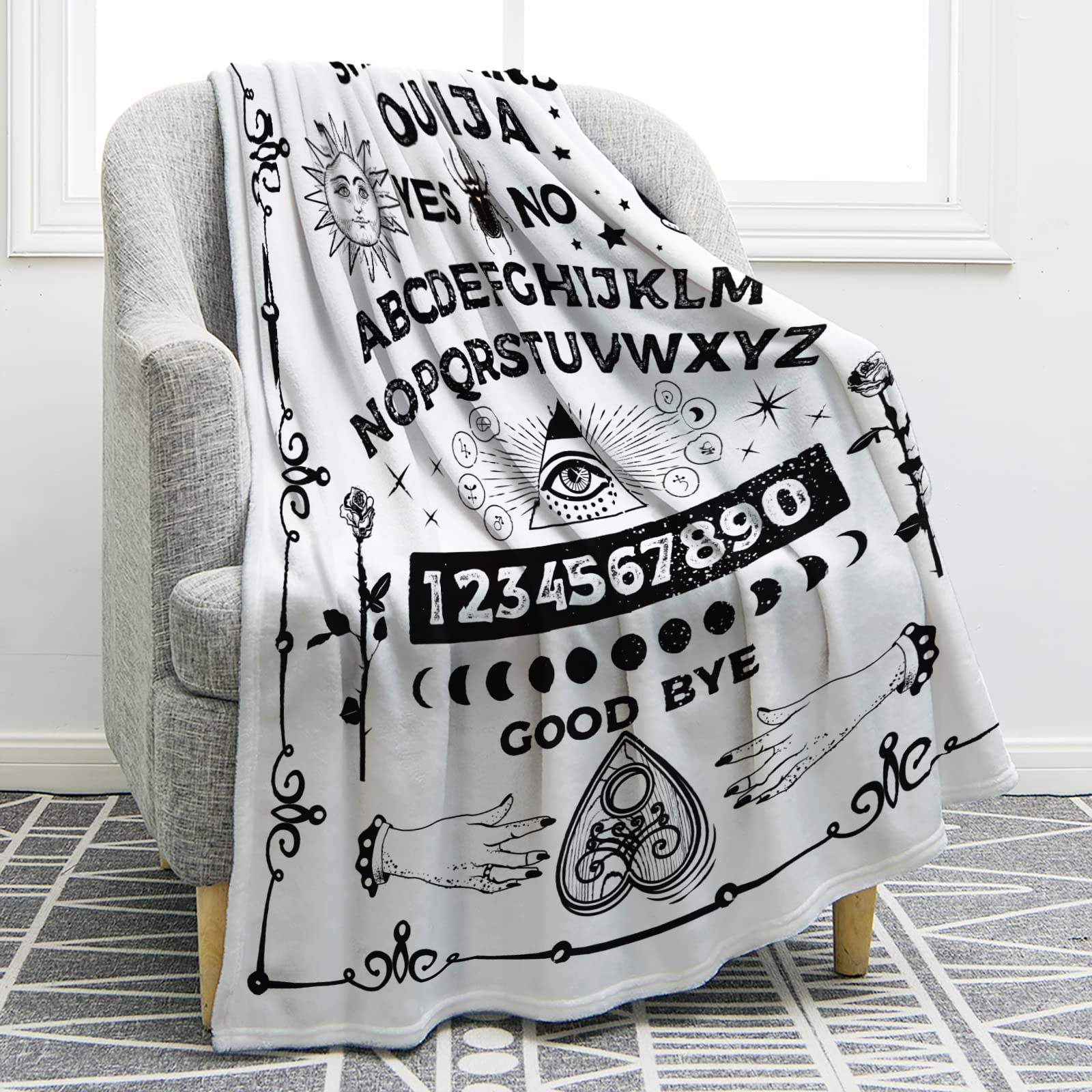 Jekeno Ouija Board Blanket Gifts For Women Men Kids Girls Boys Mother'S Day For Mom Dad Home Bedroom Gothic Witch Decor Soft Thr