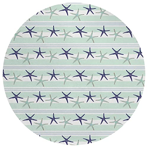 Seabreeze Sz12 Blue Coastal Rug Round 8' X 8'