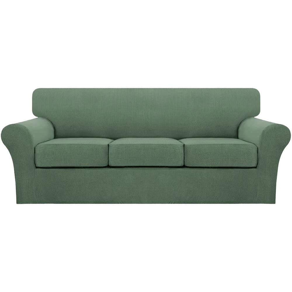 4 Piece Sofa Covers For 3 Cushion Couch Sofa Slipcover Soft Couch Cover For Dogs-Washable Sofa Furniture Covers With 3 Individual Cushion Covers, Feature Jacquard Fabric (3 Cushion Sofa, Loden Frost)