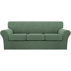 4 Piece Sofa Covers For 3 Cushion Couch Sofa Slipcover Soft Couch Cover For Dogs-Washable Sofa Furniture Covers With 3 Individual Cushion Covers, Feature Jacquard Fabric (3 Cushion Sofa, Loden Frost)