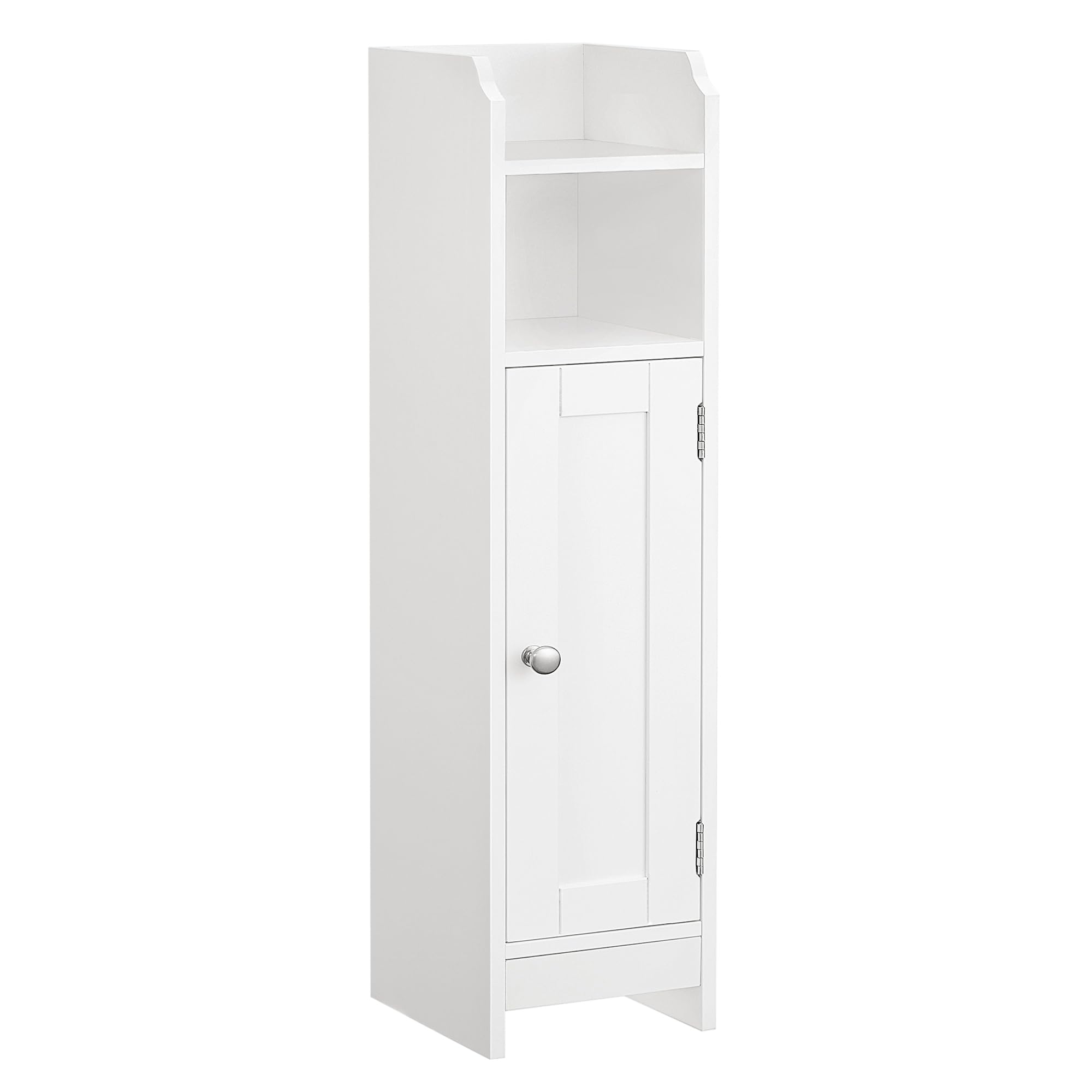 Vasagle Small Bathroom Storage Corner Floor Cabinet With Door And Shelves, Bathroom Storage Organizer, Narrow Bathroom Toilet Paper Storage Cabinet, Adjustable Shelves, White Ubbc310W01