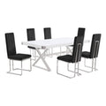 Best Quality Furniture D440/1-Sc340-7 Dining Set, 7-Piece, Black/Silver