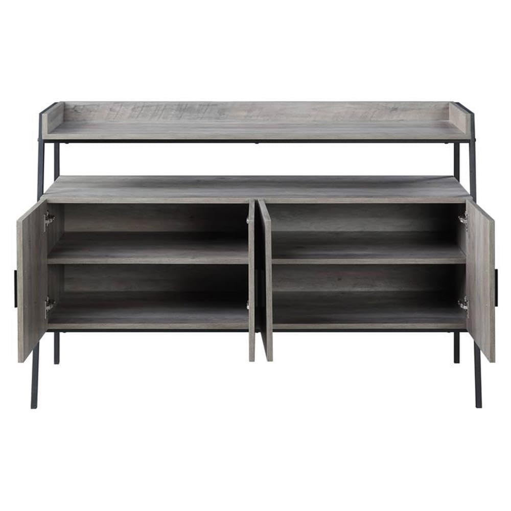 Acme Samiya Wooden 1-Shelf TV Stand with 4 Doors in Gray Oak and Black