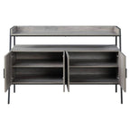 Acme Samiya Wooden 1-Shelf TV Stand with 4 Doors in Gray Oak and Black
