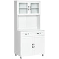 HOMCOM 67 Pantry Cabinet, Modern Kitchen Hutch, Freestanding Storage Cabinet with Glass Doors, Adjustable Shelves and Drawers, W