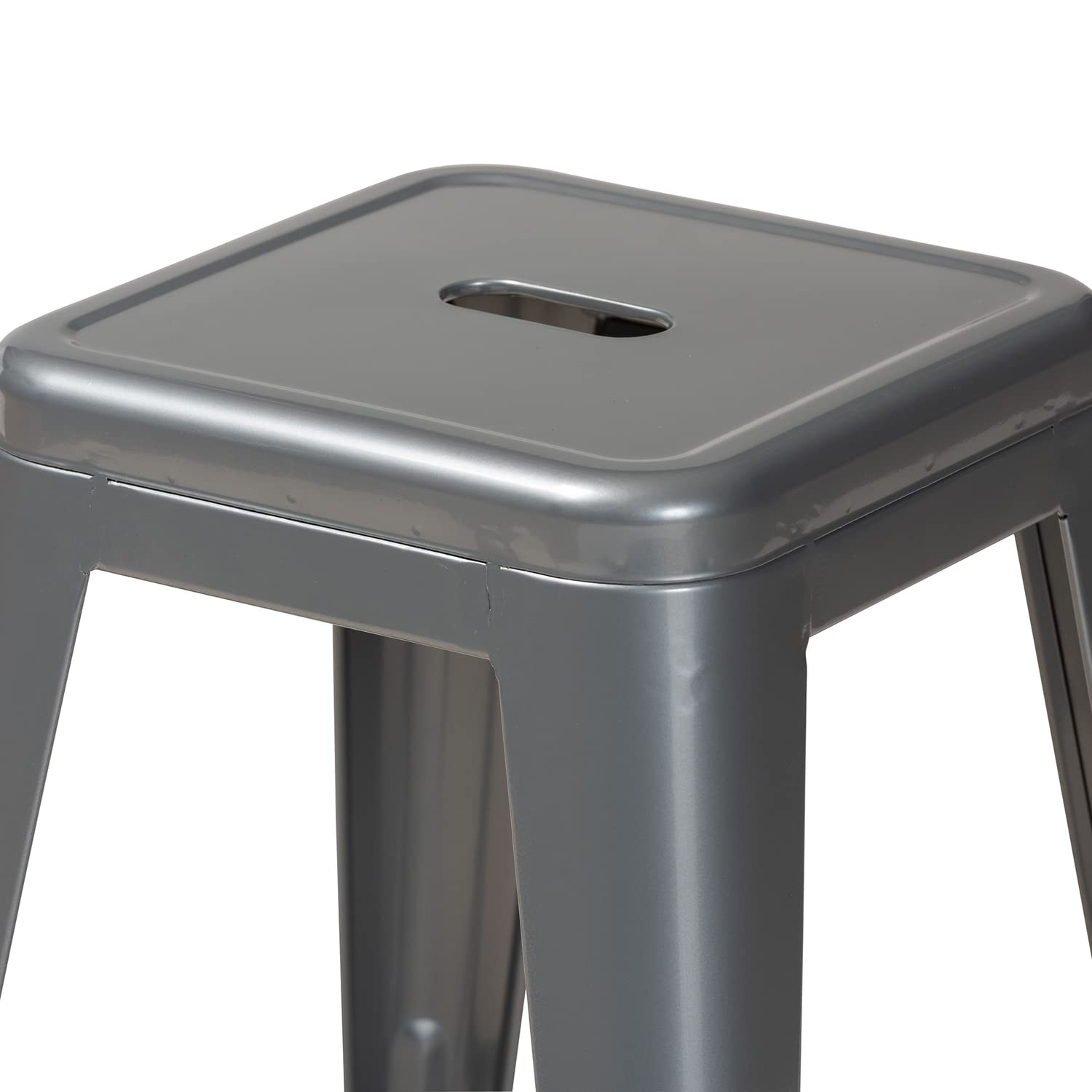 Baxton Studio Horton Modern and Contemporary Industrial Grey Finished Metal 4-Piece Stackable Counter Stool Set
