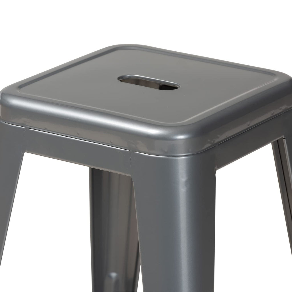 Baxton Studio Horton Modern and Contemporary Industrial Grey Finished Metal 4-Piece Stackable Counter Stool Set