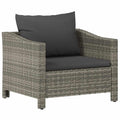 vidaXL Modern Patio Lounge Set - Gray Poly Rattan Garden Armchair with Cushion and Assembly Manual - Durable with Powder-Coated 