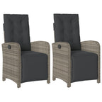 vidaXL Garden Chair with Footrest Adjustable Grey Poly Rattan Pack of 2