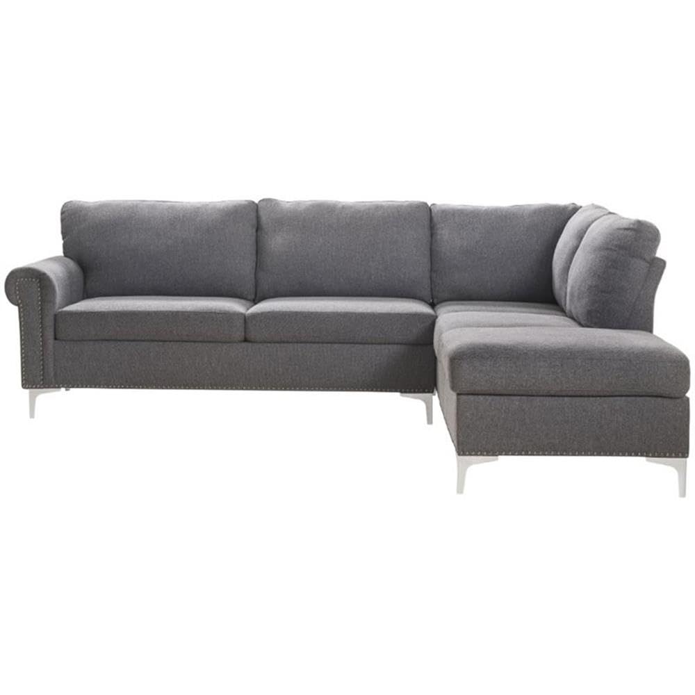 Acme Melvyn Sectional Sofa in Gray Fabric