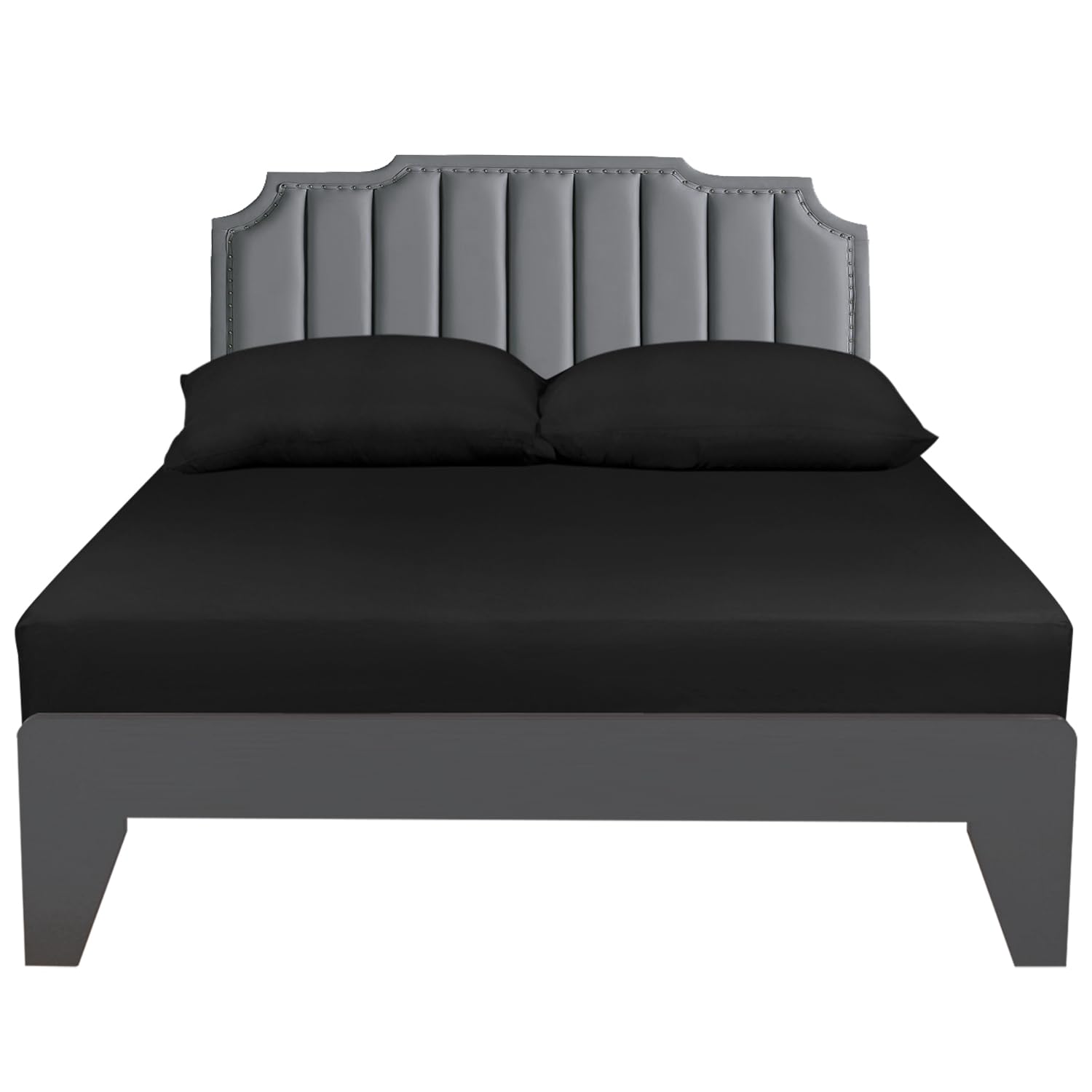 Lirex Fitted Sheet, Full Size 100% Egyptian Cotton 300 Thread Count Soft Breathable Fitted Sheet, 135x190cm, Black