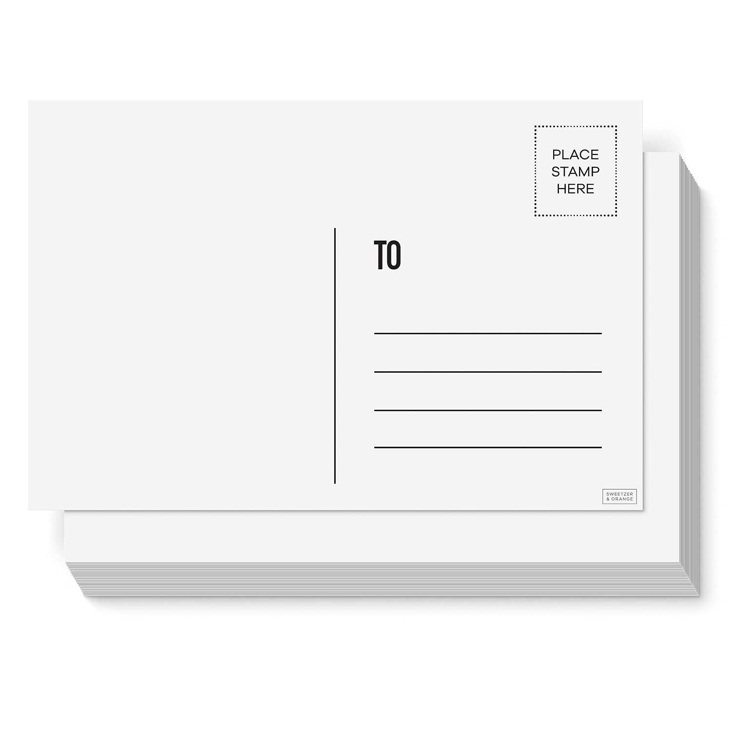 Sweetzer & Orange Blank Postcards For Mailing. 60 White 4X6, Mailable Postcards Set. Make Your Own Printable Postcards. 300Gsm P