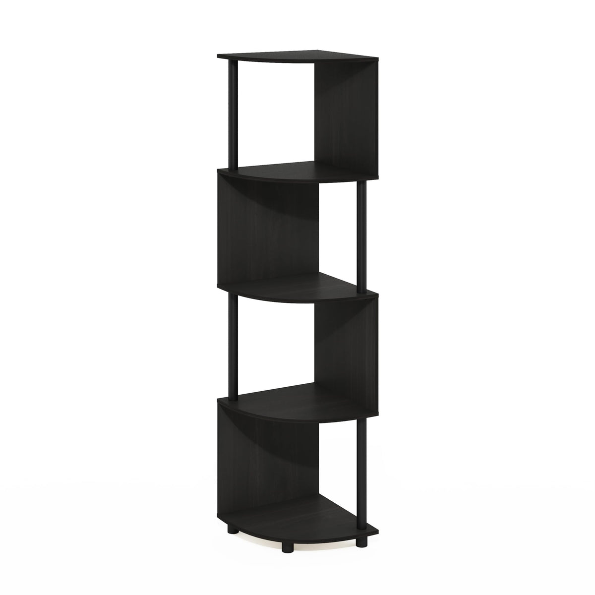 Furinno Econ 4-Tier Zigzag Corner Shelf Bookcase, Bookshelf, Espresso/Black