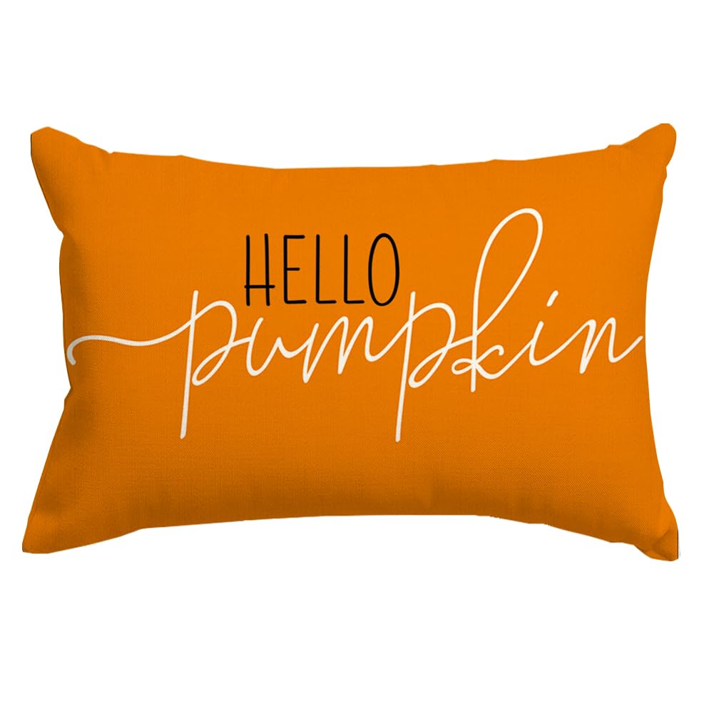 Rabusofa Fall Pillow Covers 12X20 Hello Pumpkin Pillows Decorative Throw Pillows,Lumbar Outdoor Autumn Thanksgiving Cushion Cove