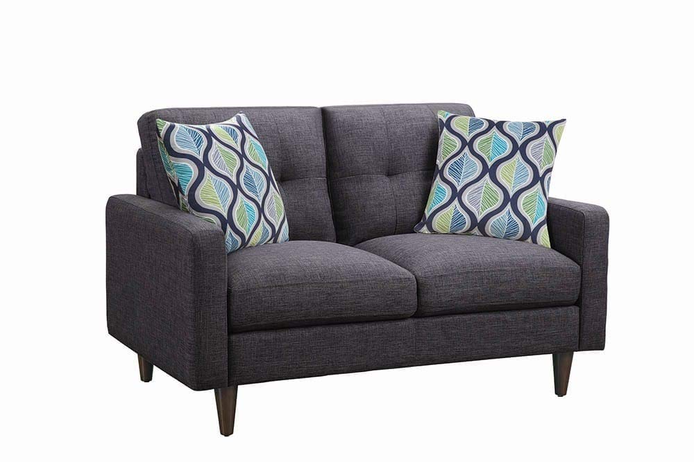 Benjara Fabric Upholstered Wooden Loveseat With Tufted Back, Gray