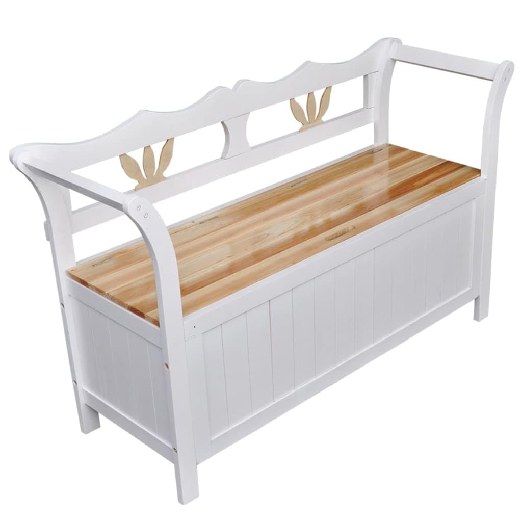 vidaXL Storage Bench 49.6&quot;x16.5&quot;x29.5&quot; Wood White