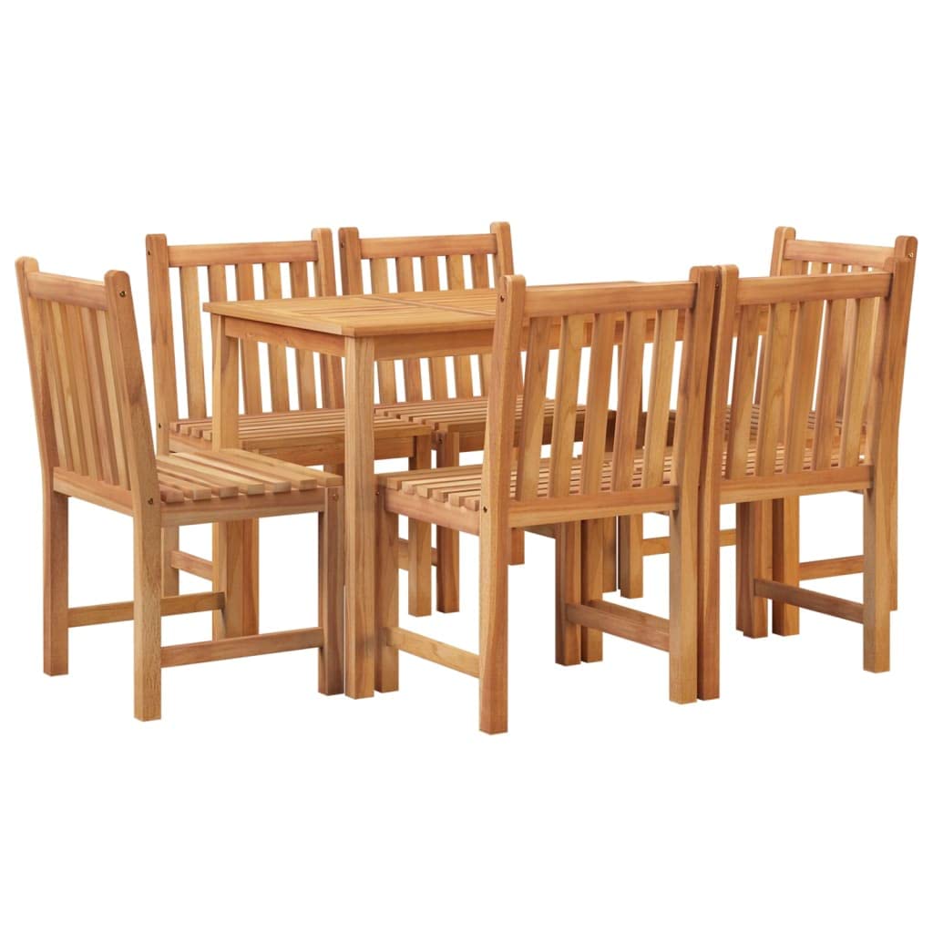 Vidaxl 7-Piece Outdoor Dining Set - Solid Teak Wood Furniture - Water-Resistant, Comfortable And Elegant Design, Ideal For Garden, Patio, Or Indoor Use