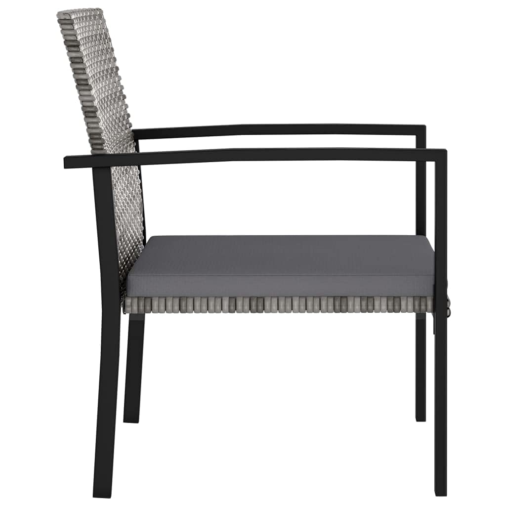 vidaXL Modern Dining Chairs 4 Pcs, Patio Rattan Dining Chair with Cushion, Outdoor Wicker Dining Chair for Garden Lawn, Modern Style, Poly Rattan Gray