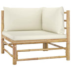 vidaXL Patio Lounge Set 6 Piece with Cream White Cushions Garden Outdoor Balcony Backyard Terrace Seating Sofa Seat Home Furniture Bamboo