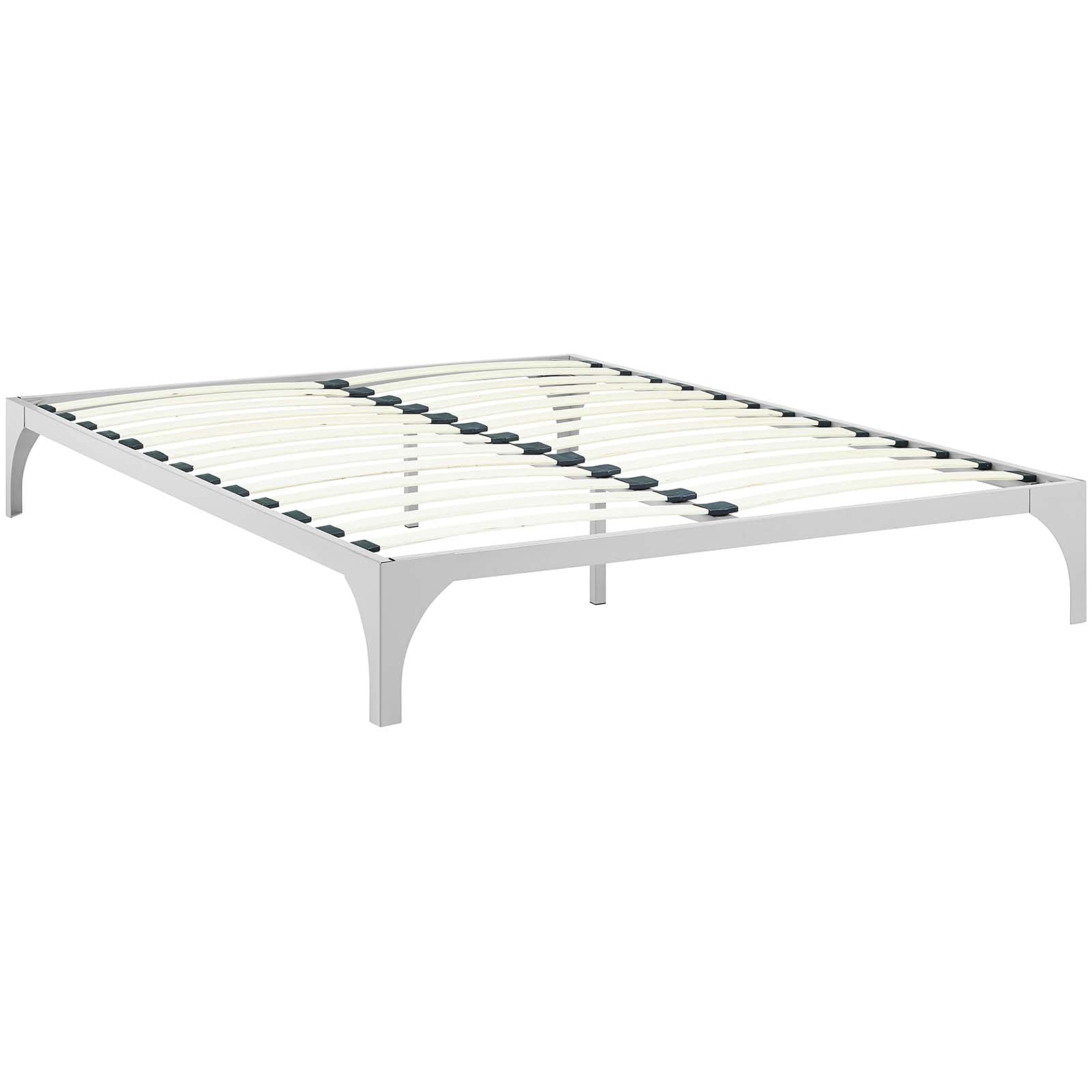 Modway Ollie Steel Modern King Platform Bed Frame Mattress Foundation with Slat Support in White