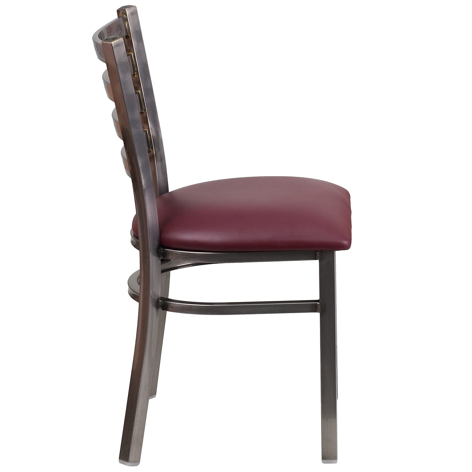 Flash Furniture Hercules Series Clear Coated Ladder Back Metal Restaurant Chair - Burgundy Vinyl Seat