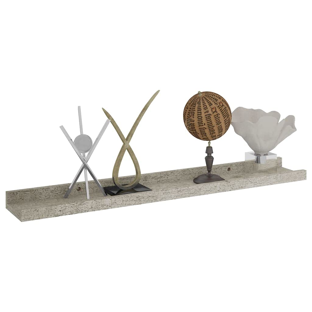 vidaXL Wall Shelves 4 pcs, Modern Concrete Gray Design, Mountable MDF Shelves for Display & Storage, 23.6"x3.5"x1.2", Perfect for Home & Office