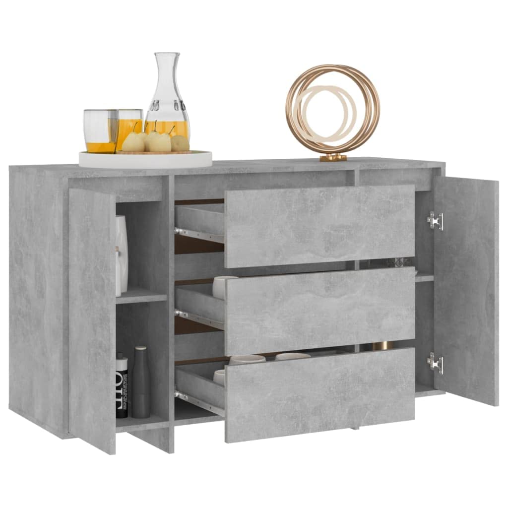 vidaXL Sideboard with 3 Drawers Concrete Gray 47.2&quot;x16.1&quot;x29.5&quot; Chipboard