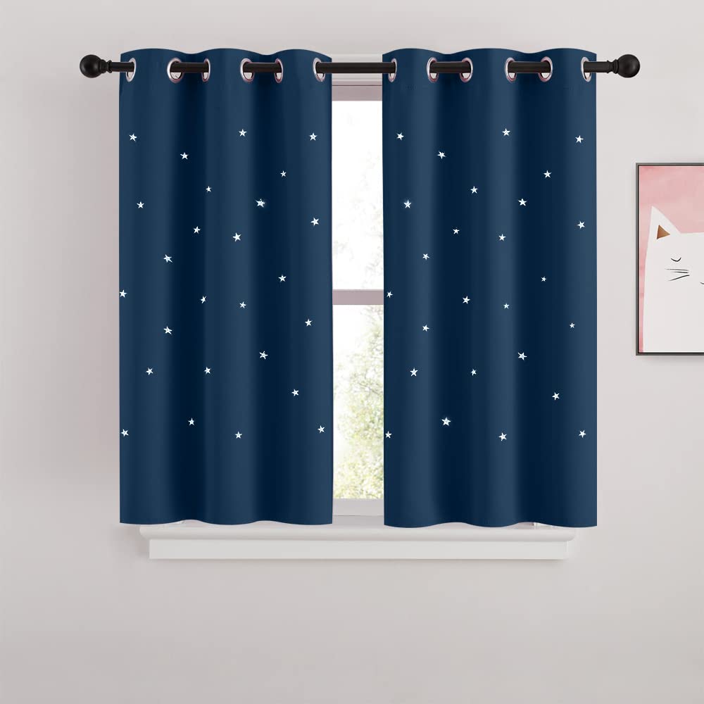 Nicetown Kids Curtains Punched Out Stars, Moroccan Blue Star Curtains For Girls' Bedroom, Thick And Soft Room Darkening Curtains