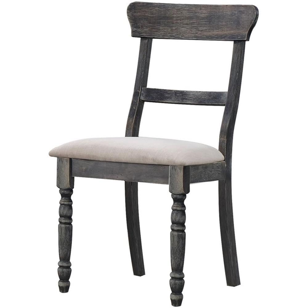 Acme Wallace 2 Pieces Dining Side Chair in Light Brown and Weathered Gray