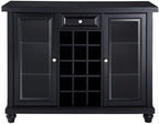Crosley Furniture Cambridge Sliding Top Bar Cabinet with Storage Shelves, Drawer, and Wine Rack, Black
